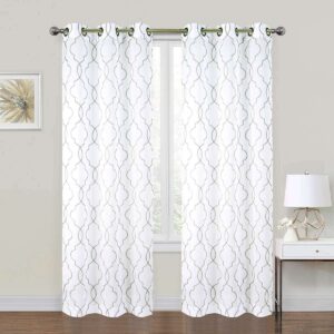 2 Pack & Metallic Embroidered Geo Grommet Curtain Panels 84"