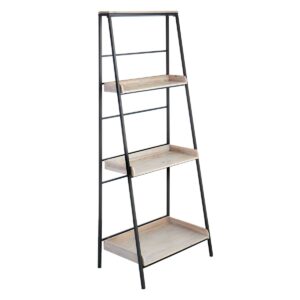Metal Folding Rack With Wood Tray Shelves
