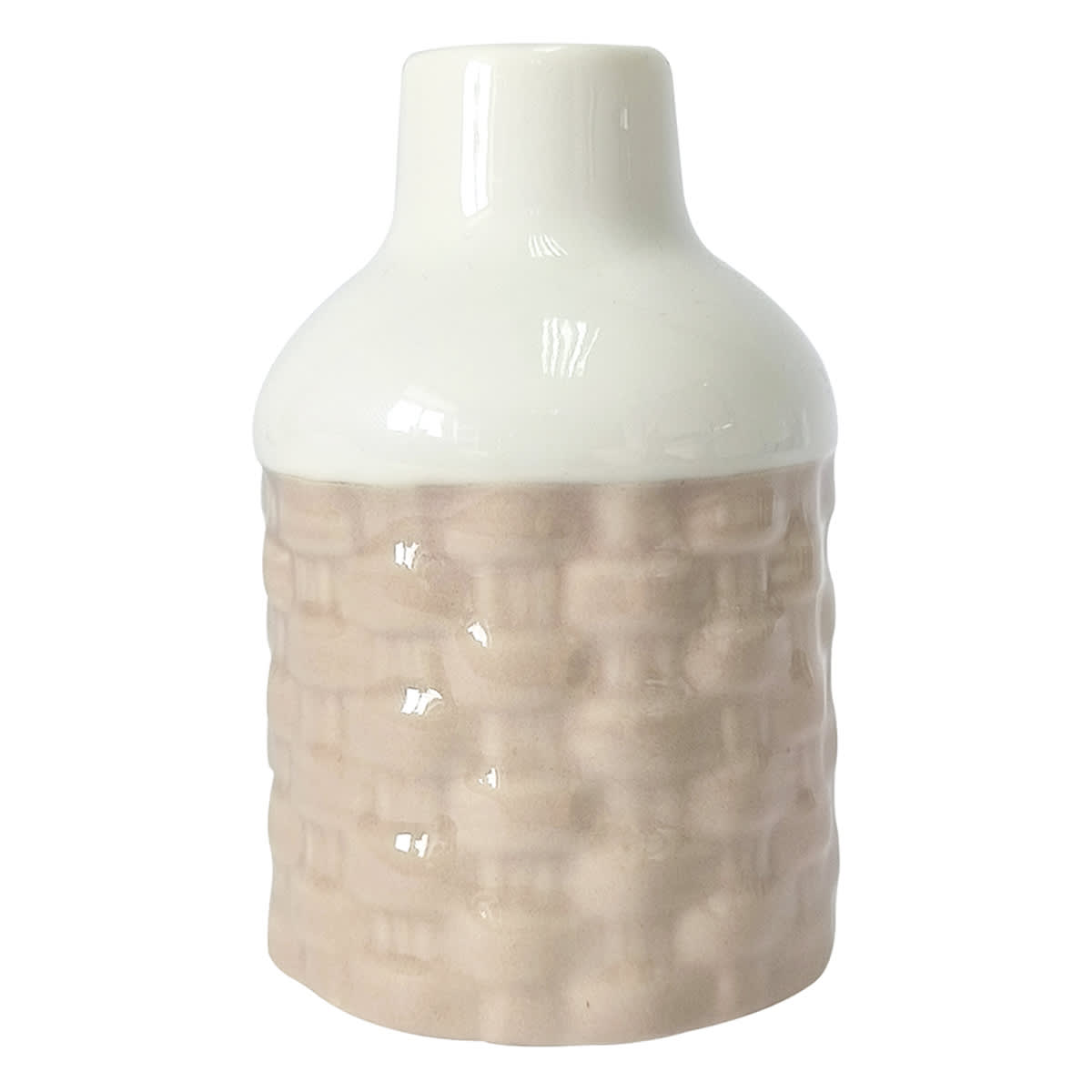 Basket Weave Ceramic Vase 4"