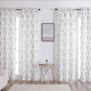 Isla 4 Pack Neutral Printed Blackout Rod Pocket Curtain Panels