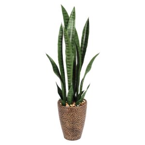 Snake Plant With Metal Planter 33"