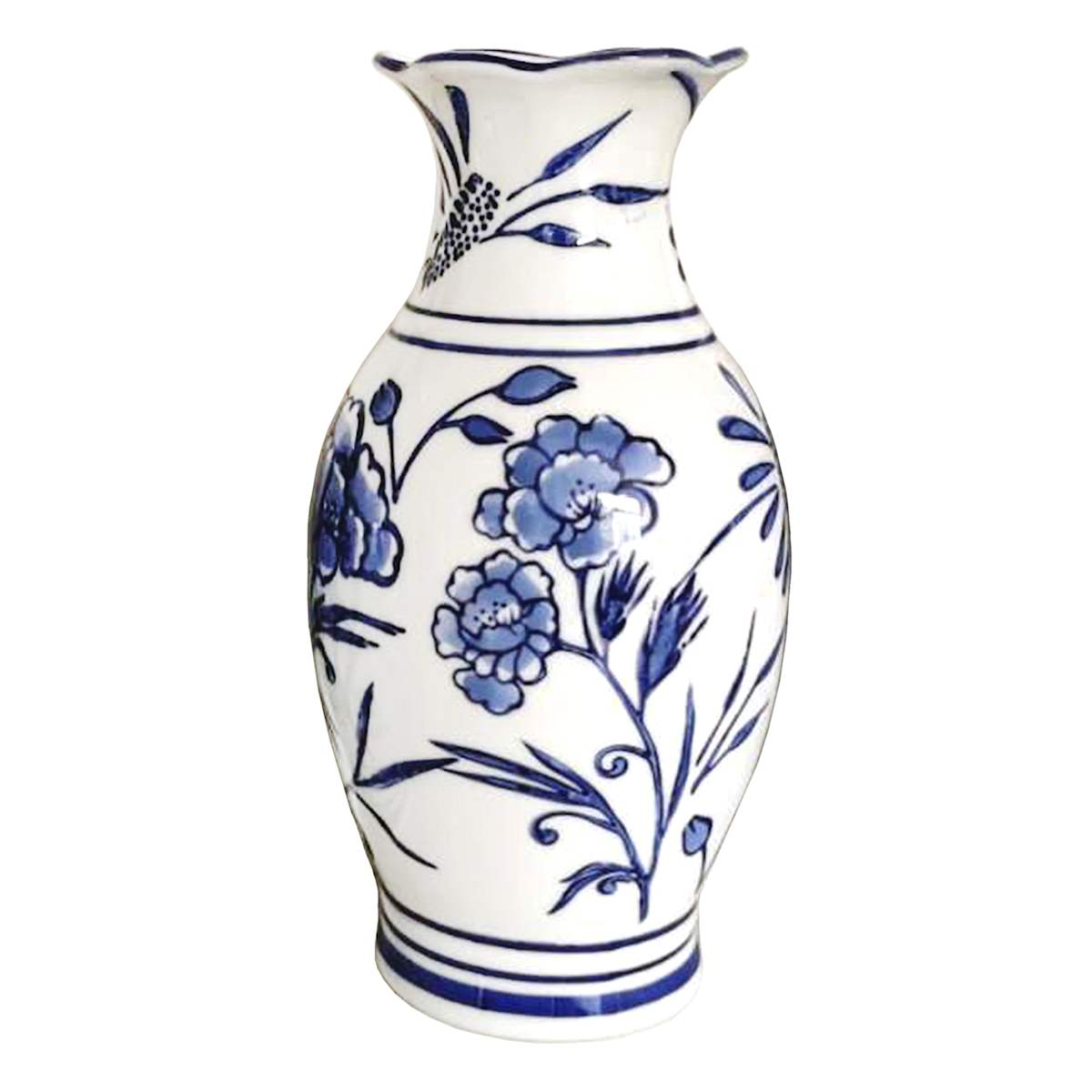 & Floral Ceramic Vase 8.5"